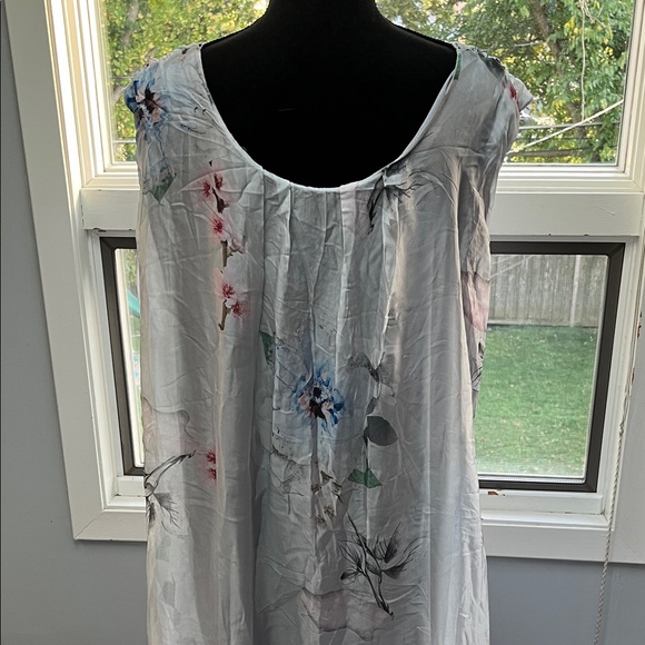 Floral Lace-Trimmed Silk Dress Sz 1X - Picture 5 of 9